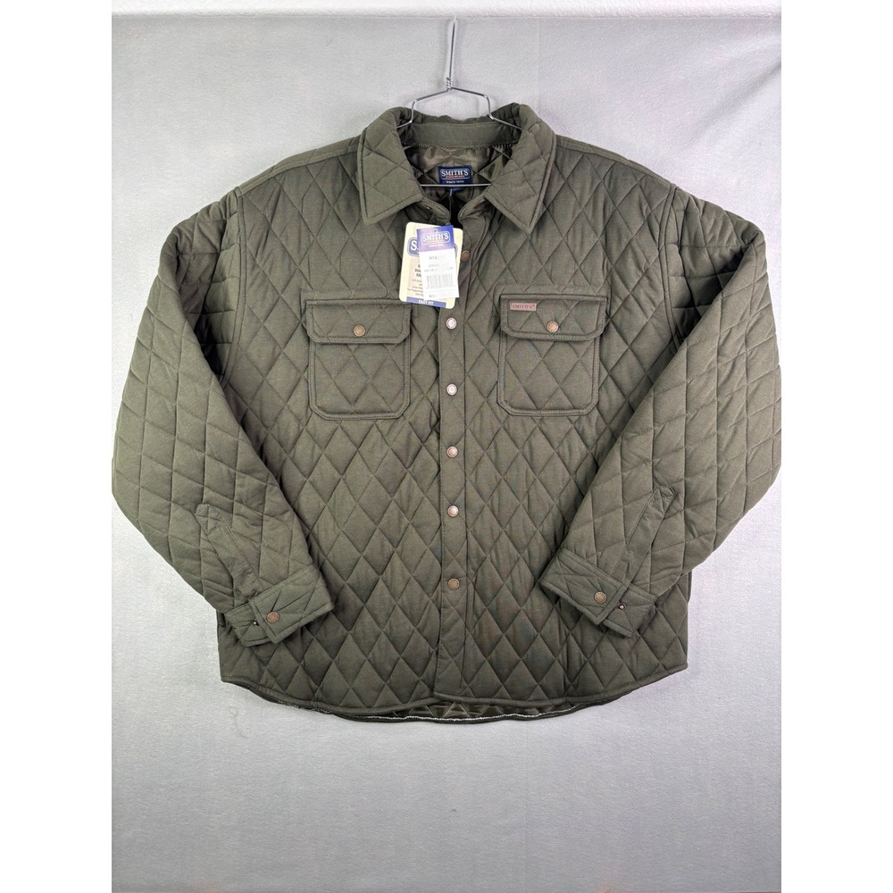 Smith's Workwear Mens 2XL Quilted Jacket olive green S4598 NWT Snap Front